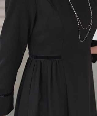 Tiaclasse 【安田美沙子さん着用・新色追加・洗える】ベロアラインフレアワンピース ブラック