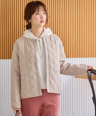 ANY SIS L 【洗える】レディトリミングキルト ブルゾン ライトベージュ