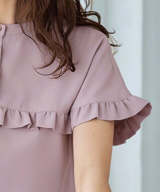 Tiaclasse L 【洗える】ケープ風フリルスリーブブラウス ピンク