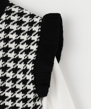 ANY KIDS ニットベストレイヤードチュニック 千鳥ジャガード×エクリュ