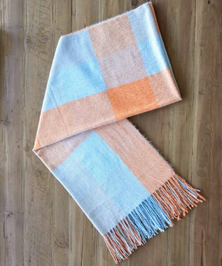 Tiaclasse 大判チェックマフラー オレンジ