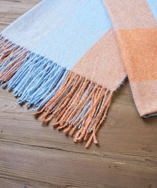 Tiaclasse 大判チェックマフラー オレンジ