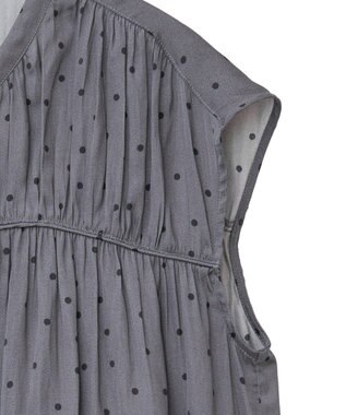 YECCA VECCA ドット柄ギャザーブラウス Camel