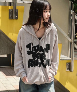 WEGO 【ユニセックス着用ITEM/MLサイズ展開】メッシュロゴジップパーカー グレー