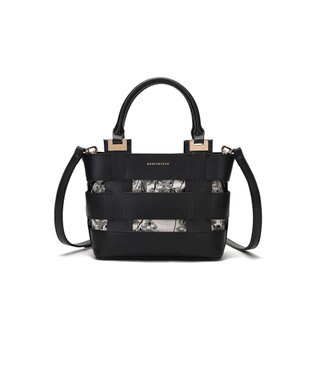style code 【MERCURYDUO/マーキュリーデュオ】軽量メッシュ　花柄巾着付ミニトートバッグ ブラック