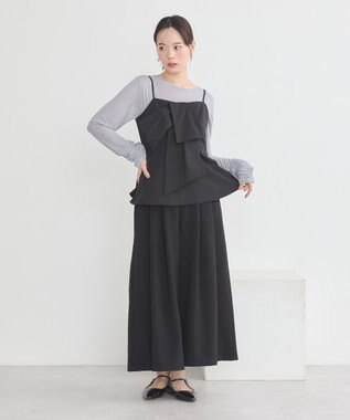 earth music&ecology 選べる丈タックスカーチョ Black