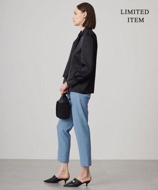 ICB 【WEB限定・洗える】 ドレープサテン ボウタイブラウス ブラック系