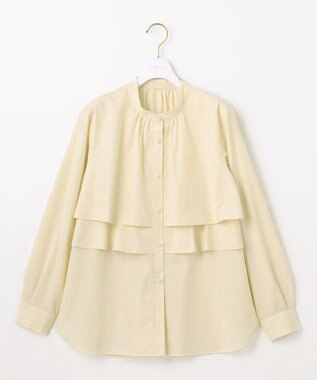ANY SIS L 【洗える】ラッフルレイヤード ブラウス イエローストライプ