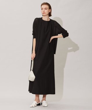 ICB L 【洗える】 コットンアセテート カーディガン チャコールグレー系