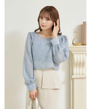 earth music&ecology ＳＥＴ２点カットジャカードカーディガン＋ビスチェ Sax