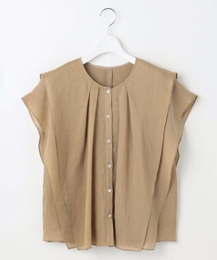 自由区 【カタログ掲載・接触冷感・洗える】シアーラミーローンフリル ブラウス ベージュ