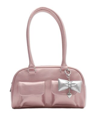 WEGO チャーム付きボストンバッグ ライトピンク