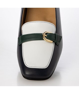 ing <ing>ベルトデザインヒールローファー ネイビーコンビ