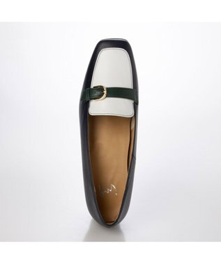 ing <ing>ベルトデザインヒールローファー ネイビーコンビ