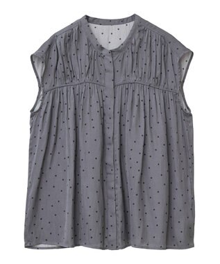 YECCA VECCA ドット柄ギャザーブラウス Camel