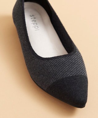 steppi 【洗える】起毛 ポインテッドパンプス グレー×ブラック