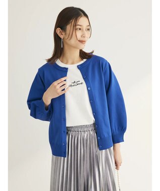 Green Parks 前後２ＷＡＹ　７分袖ハイゲージカーディガン Blue