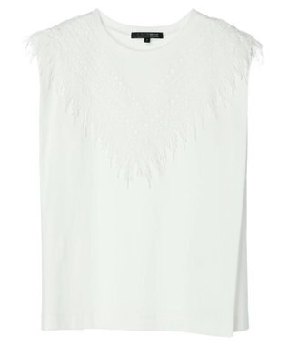 Green Parks ・ＳＵＧＡＲ　ＳＰＯＯＮ　フリンジフレンチＴシャツ Off White