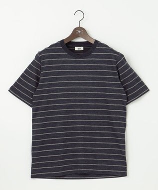 JOSEPH ABBOUD 【清涼感/吸水速乾】リネンハニカムボーダーＴシャツ ネイビー系2