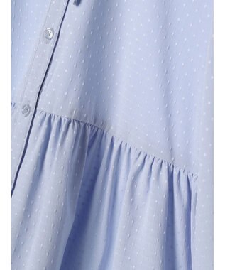 earth music&ecology リボン付き切り替えギャザーシャツチュニック Light Blue