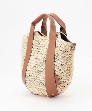 LA BAGAGERIE 【maison vert】 【ペーパー素材・多収納】ラウンド2WAYかごバッグ キャメル