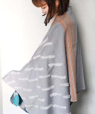 POLS ウールカットジャカードストール グレイ