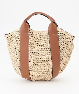 LA BAGAGERIE 【maison vert】 【ペーパー素材・多収納】ラウンド2WAYかごバッグ キャメル