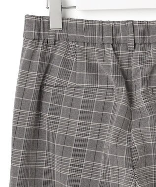 23区 【洗える】ウォームストレッチ チェック ワイド パンツ グレーチェック