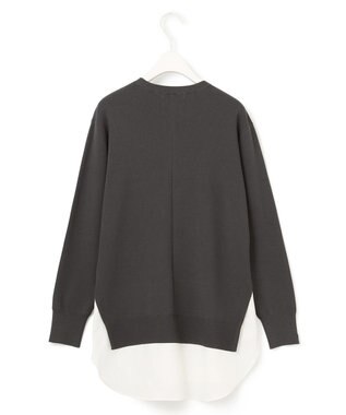 ICB 【洗える】 クロスコンビ ニットプルオーバー チャコール系