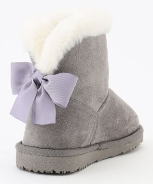 ANY KIDS フェイクムートン リボン ブーツ グレー
