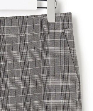 23区 【洗える】ウォームストレッチ チェック ワイド パンツ グレーチェック