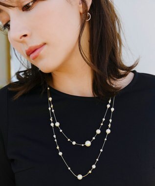 Tiaclasse パール２連ネックレス ゴールド