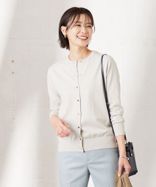 J.PRESS LADIES S 【洗える】 BASIC HI-COTTON カーディガン ライトグレー系