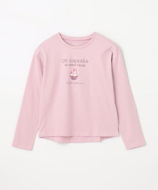 ANY KIDS アートモチーフ 長袖 Tシャツ ピンク×カップケーキ
