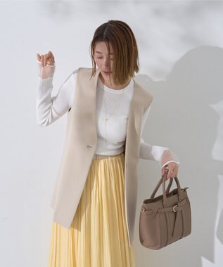 YECCA VECCA 2wayベルトデザインハンドバッグ Beige