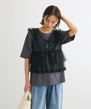 Green Parks ５分袖フロッキーロゴプリントＴＥＥ Charcoal Gray