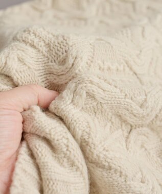 muuc 5種類の模様編み  パッチワーク柄ケーブル模様編みベスト ベージュ