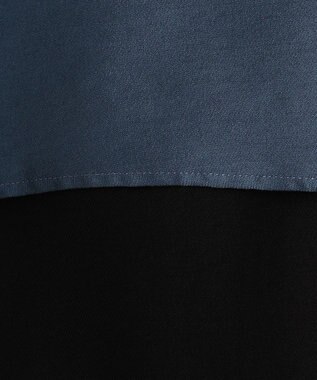 ICB 【洗える】ウールワッシャーツイル シャツドッキング ワンピース ブルーグレー×ブラック