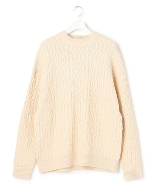 J.PRESS YORK STREET 【UNISEX】アランケーブル クルーネック ニット アイボリー系