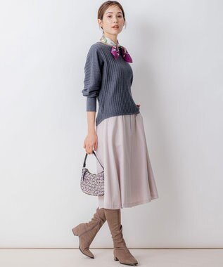 組曲 【WEB一部店舗限定】ウールジョーゼット キュロットパンツ ローズ系