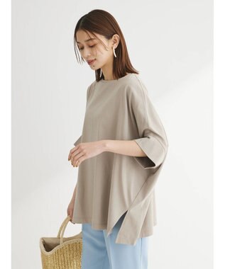 Green Parks 冷っとすずやか　ドルマンカット５分袖プルオーバー Gray Beige