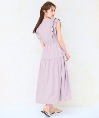 Feroux ショルダーフリルティアード ワンピース ライラック系