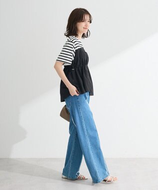 Green Parks ビスチェドッキングドロスト５分袖プルオーバー Khaki