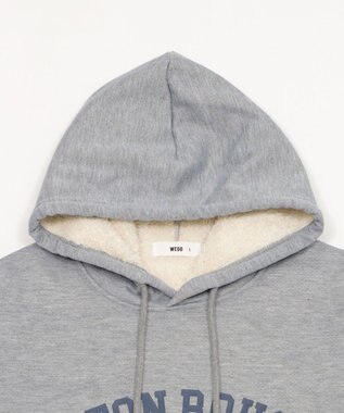 WEGO 【ユニセックス着用ITEM/裏起毛】カレッジロゴボアパーカー 杢グレー