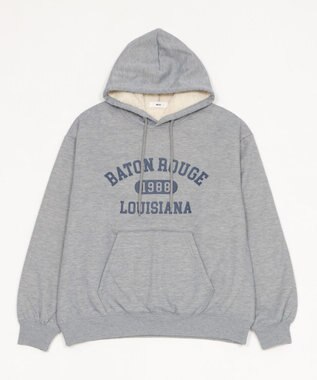 WEGO 【ユニセックス着用ITEM/裏起毛】カレッジロゴボアパーカー 杢グレー