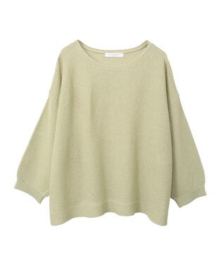 Green Parks かのこボートネック７分袖ニットプルオーバー Green