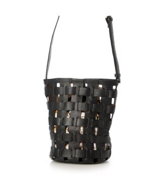 UNBILLION ピークスピーク PEAKS PEAK / 牛革透かし編みメッシュショルダートート ブラック