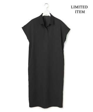 ICB 【先行予約・WEB限定】FluidBackSatin ニット衿シャツワンピース ブラック