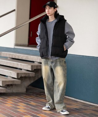 WEGO 【25年秋冬新作/ユニセックス着用ITEM/MLサイズ展開】2WAYパファーベスト ブラック