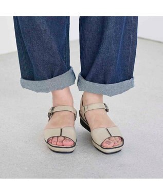 ing <ing>【WEB限定】ウエッジヒールレザーサンダル アイボリー